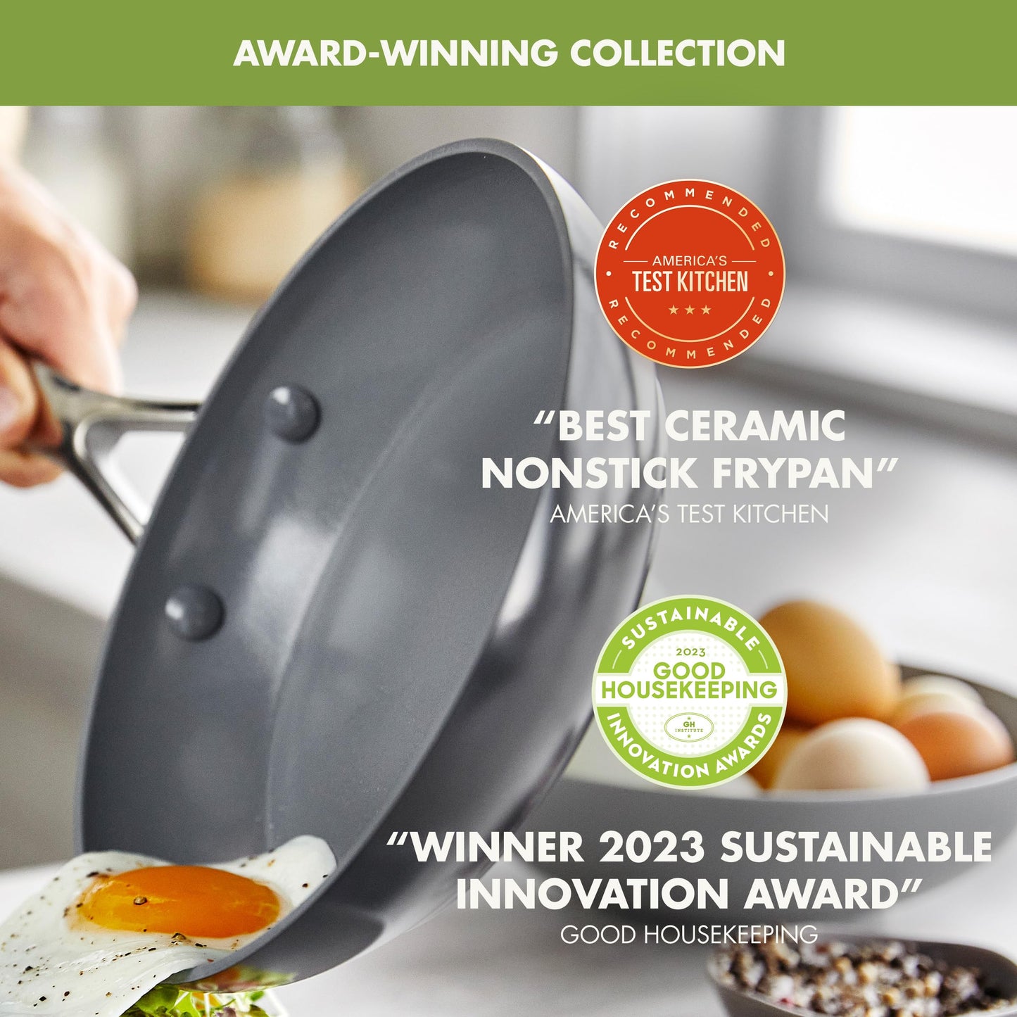 Valencia Pro Ceramic Nonstick 9.5" & 11" Frying Pan Skillet Set (9.5" & 11" Frying Pan Skillet Set / Gray)