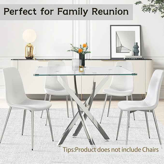 36" Square Glass Dining Table Set for 4, 5-Piece Modern Kitchen Table with 4 Blue Scoop-Shape Velvet Chairs, Modern Circle Leisure Table for Home Office Dining Room Small Spaces (Gold Leg)