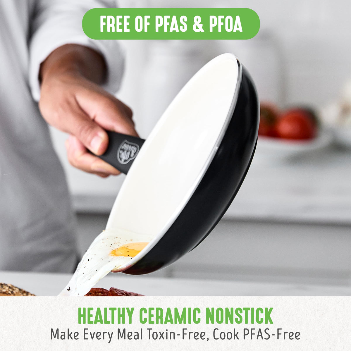 Soft Grip Healthy Ceramic Nonstick 23 Piece Kitchen Cookware Pots and Frying Sauce Saute Pans Set with Kitchen Utensils (23 Piece Cookware Set / Black)