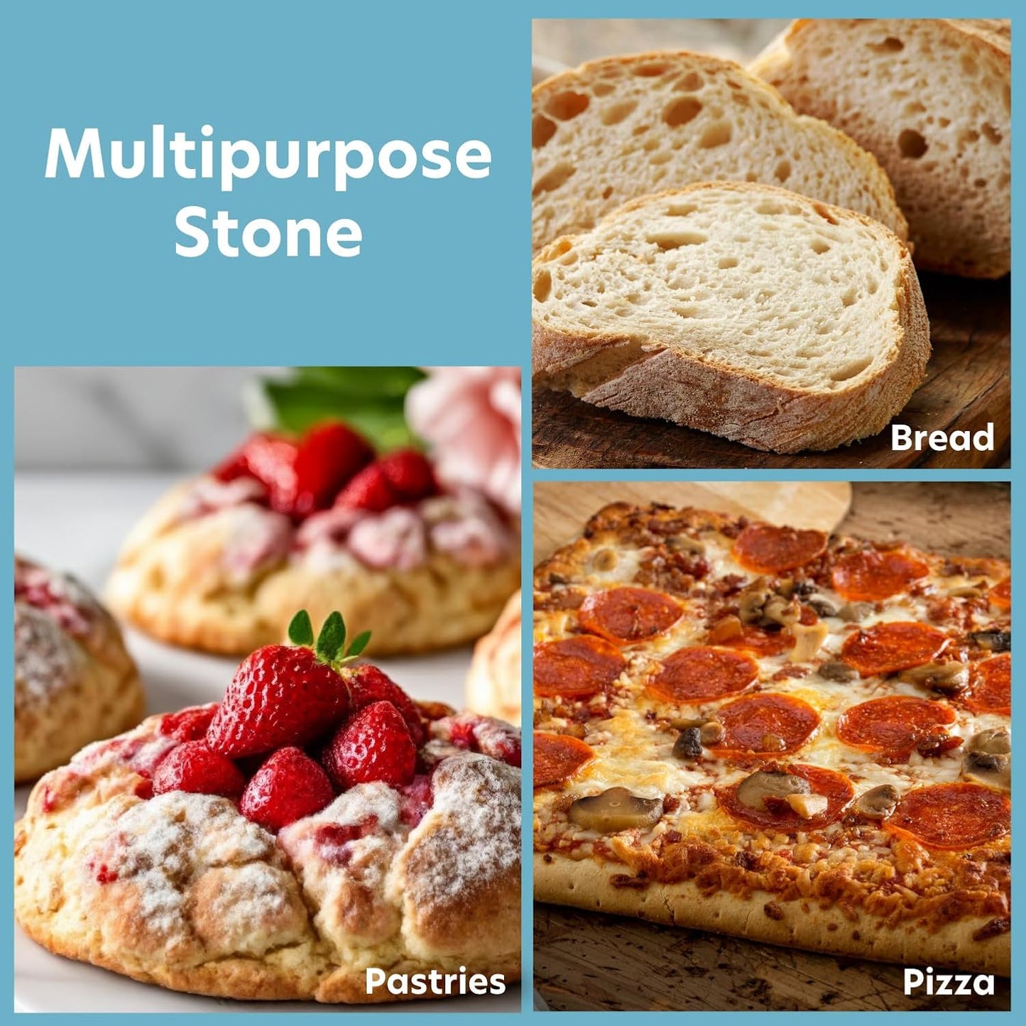 CucinaPro Pizza Stone for Oven, Grill, BBQ- Extra Thick 5/8" Cordierite Rectangular Baking Stone for Better Cooking- 16" x 14" Pan- Holds High Temp For Crispy Crust- Kitchen Essential Must Have Gift - HomeSpice