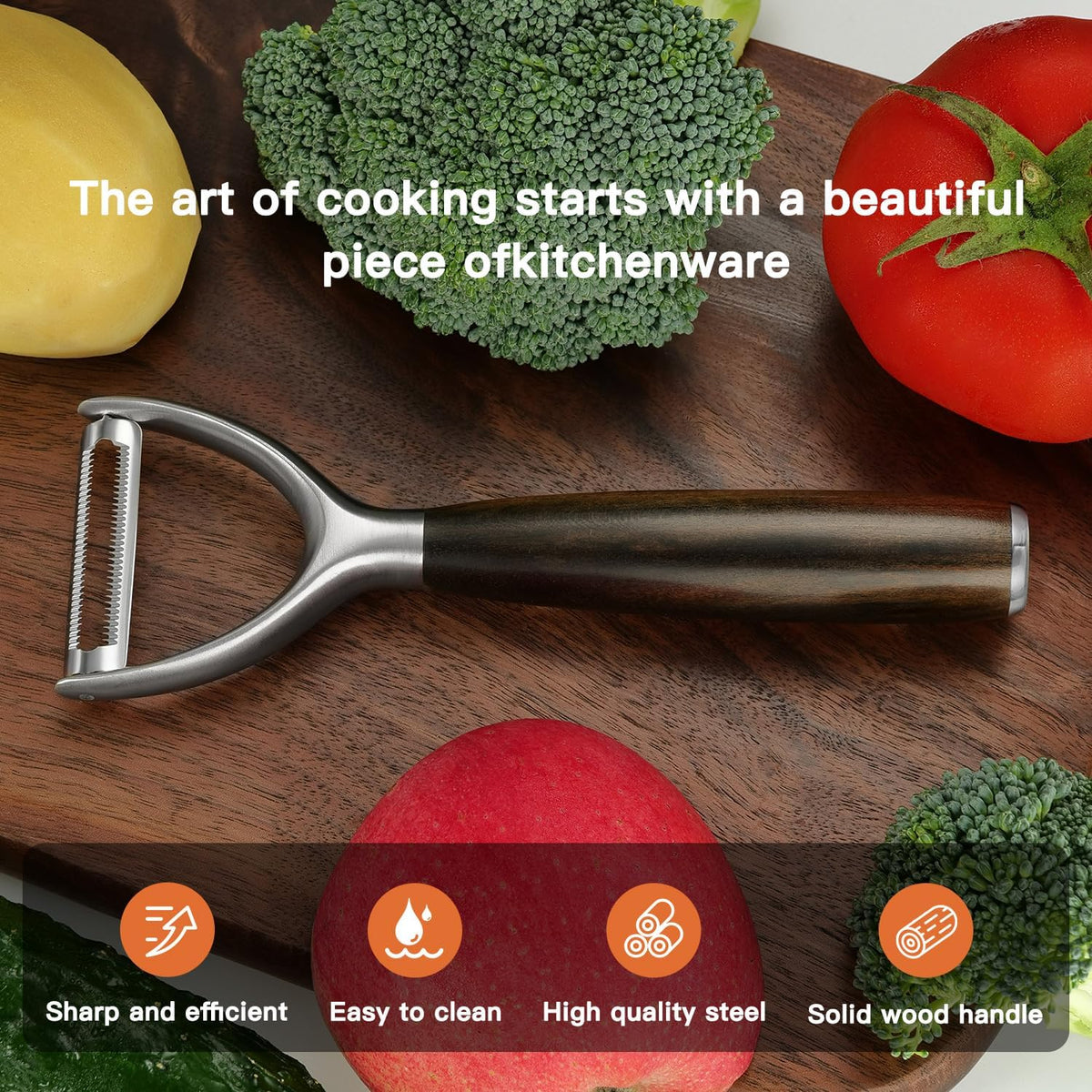 Serrated Blade Premium Y Type 304 Stainless Steel Multifunctional Kitchen Peeler Real Wood Handle Ultra Sharp Blade Vegetable Potato Apple（Agarwood） - HomeSpice