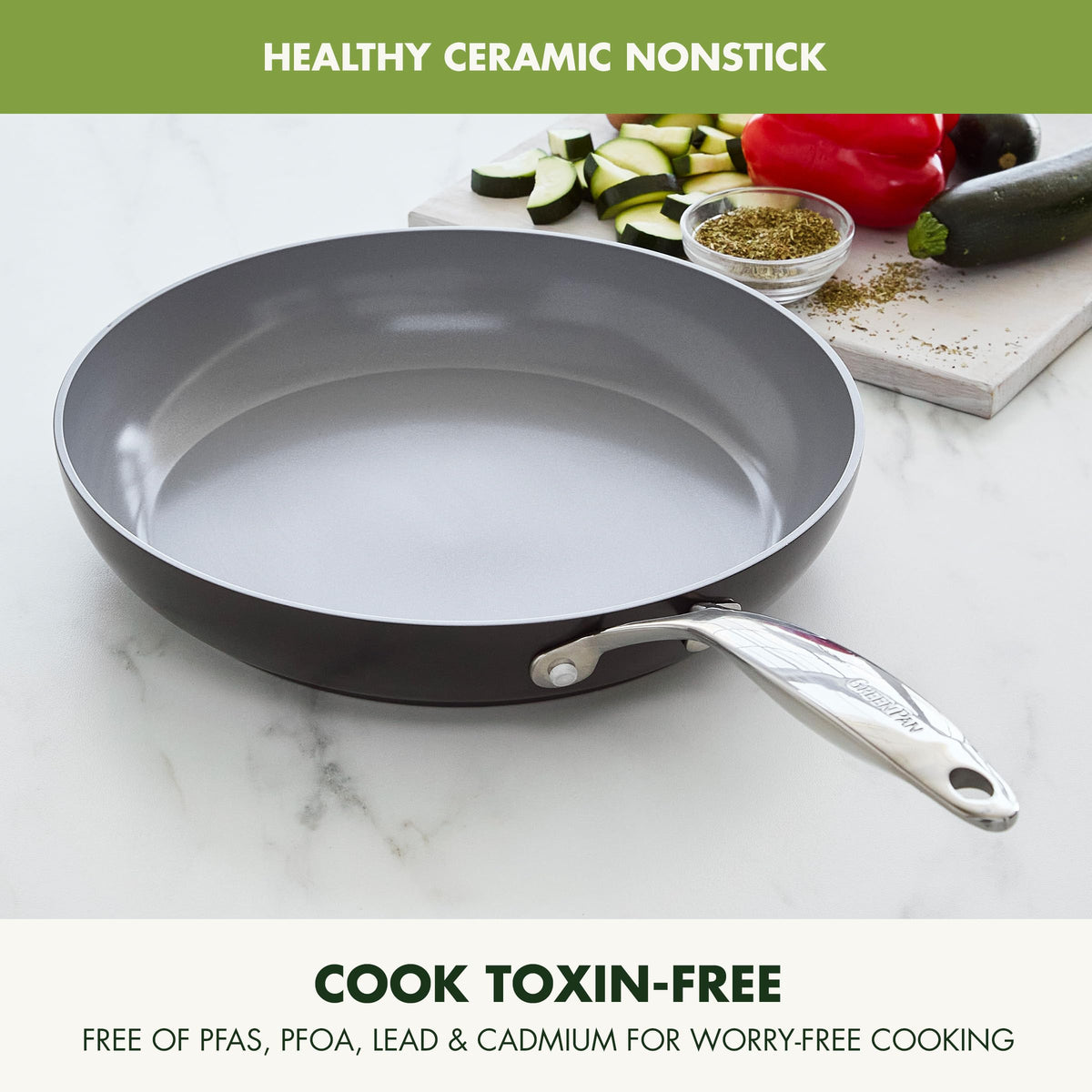 Valencia Pro 12" Ceramic Nonstick Frying Pan (12" Frying Pan Skillet / Gray)
