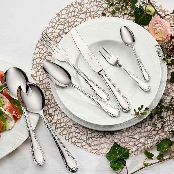 Villeroy & Boch Mademoiselle 64 Piece Flatware Set for 12, Includes Serving Pieces