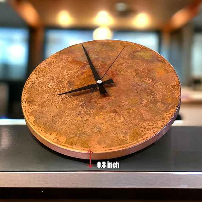 Handmade Copper Wall Clock Artisan Touch in Every Piece - Tree of Time Wall Decor Copper Clock for Living Room, Office, Kitchen & Bedroom (Rusty Clock, 11)