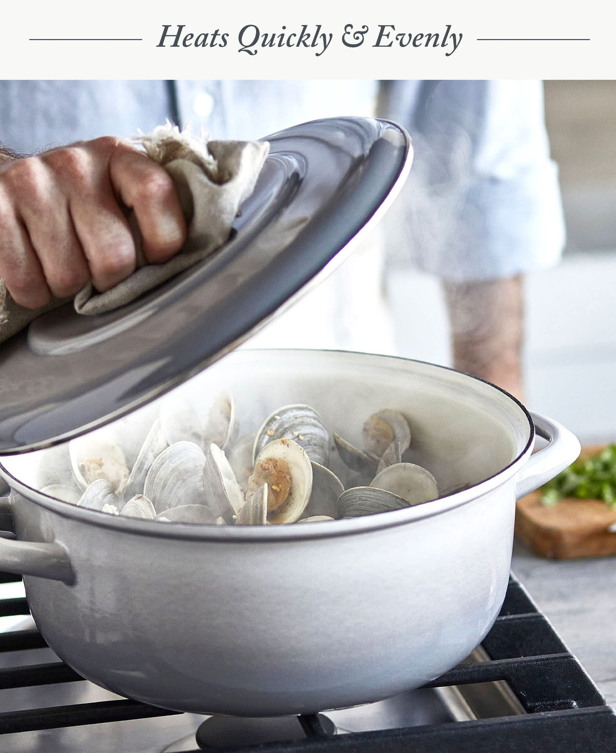 7QT Round Dutch Oven Casserole Pot with Lid (7QT Covered Casserole / Cloud Gray)