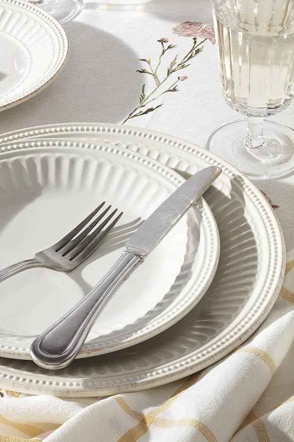 Lenox French Perle Groove 12-Piece Plate & Bowl Set, 23.05 LB, White