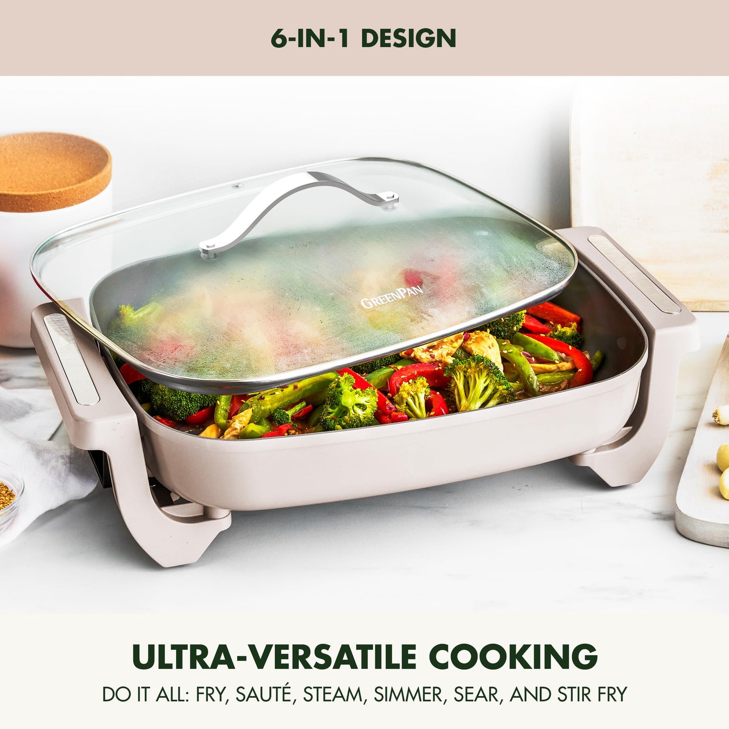 Advanced 12” X 15” Electric Skillet with Lid (12" x 5" Electric Skillet / Clay)