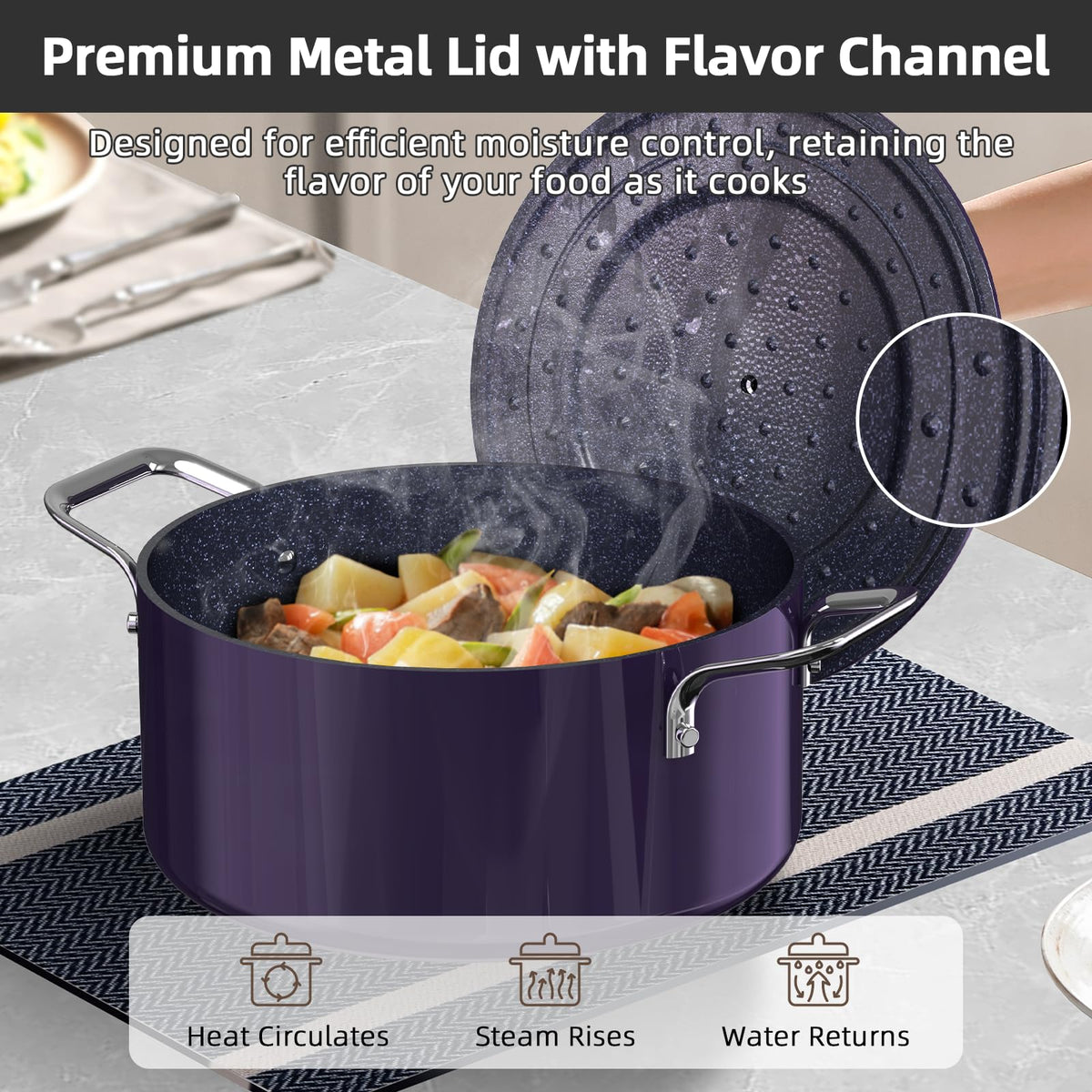 Lux 13pc Forged Lightweight Nonstick Ceramic Cookware Set (Eggplant)