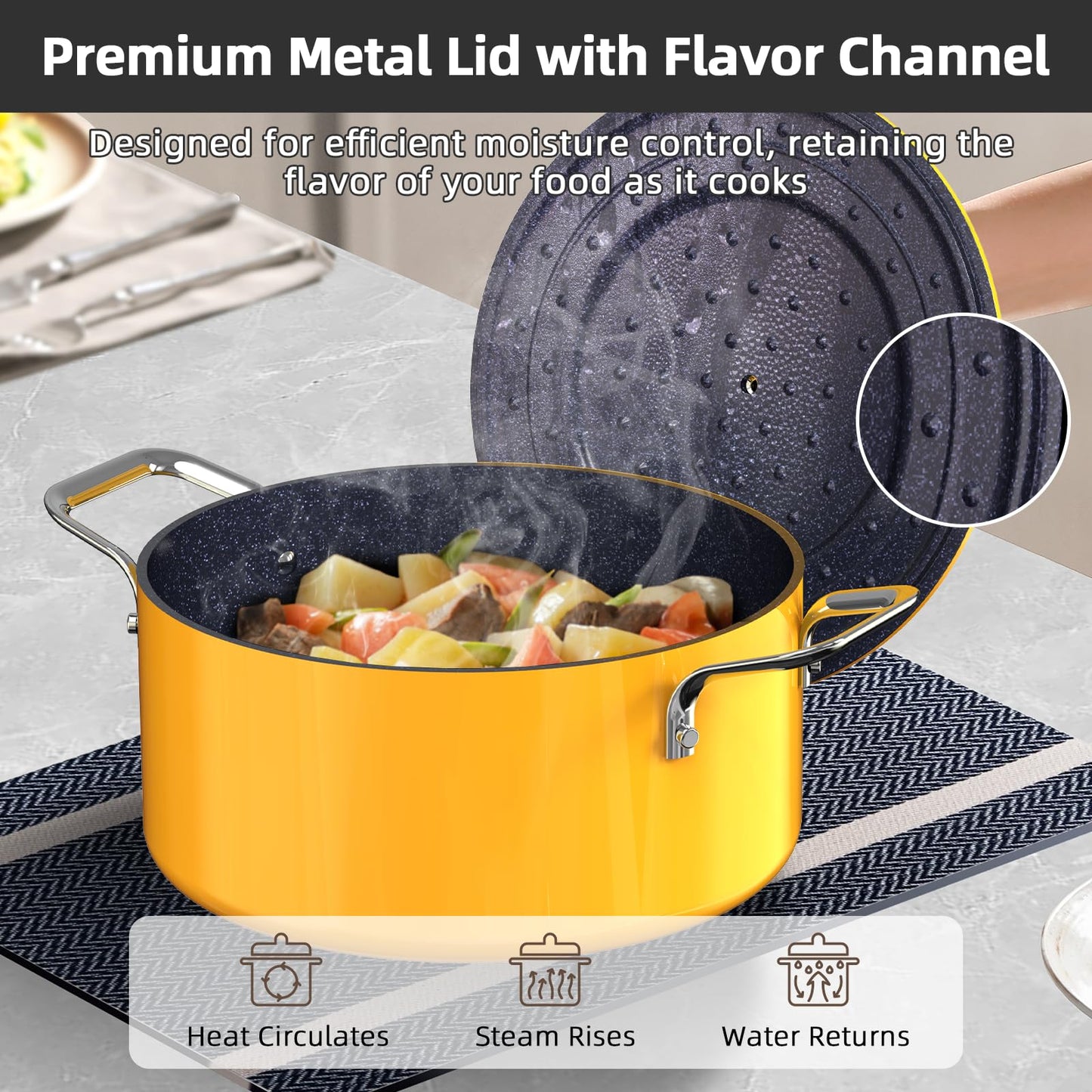 Lux 13pc Forged Lightweight Nonstick Ceramic Cookware Set (Goldenrod)