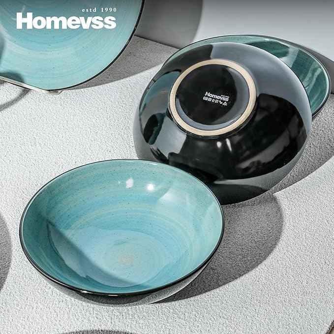 Stoneware Sonoma Dinnerware Set, Black + Speckled Spin Wash Turquoise