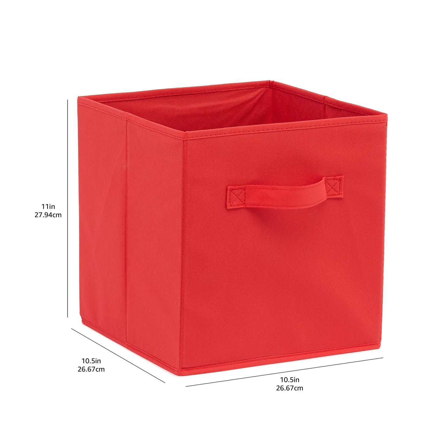 Collapsible Fabric Storage Bins with Handles (Red / 10.5"x10.5"x11")