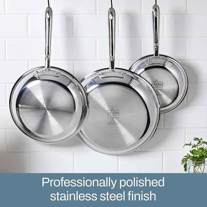 All-Clad D3® Stainless Steel 10 Piece Cookware Set- Made in USA- Includes Frying Pans, Saucepan, Sautépan, Stockpot - Professional Grade -Oven Safe & Induction Compatible