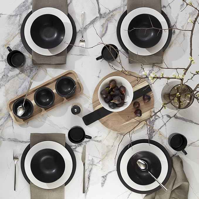 Lenox 895250 Lx Collective Black 12-Piece Set, White