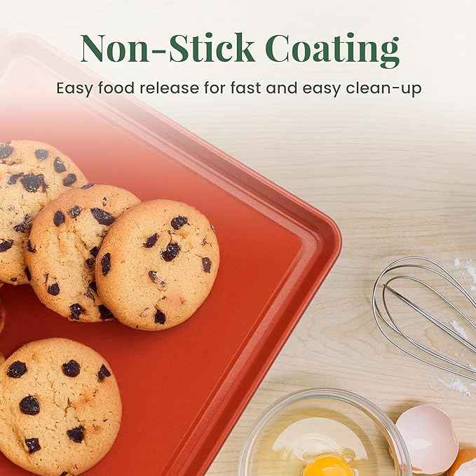 Larder & Vine 8-Piece Bakeware Set | Non-Stick Baking Set with Ceramic Finish | PFAS, PFOA, PTFE, and BPA Free Baking Essentials | Baking Sheets, Muffin Tins and Assorted Baking Pans | Cabernet