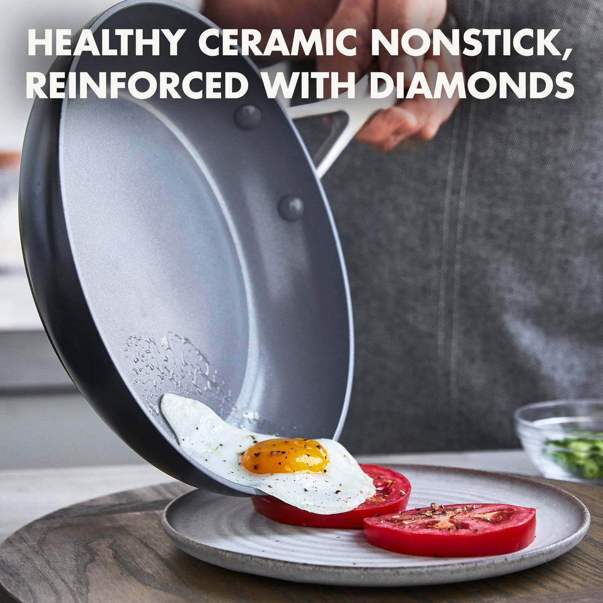Valencia Pro 10" Ceramic Nonstick Frying Pan with Lid (10" Frying Pan Skillet with Lid / Gray)