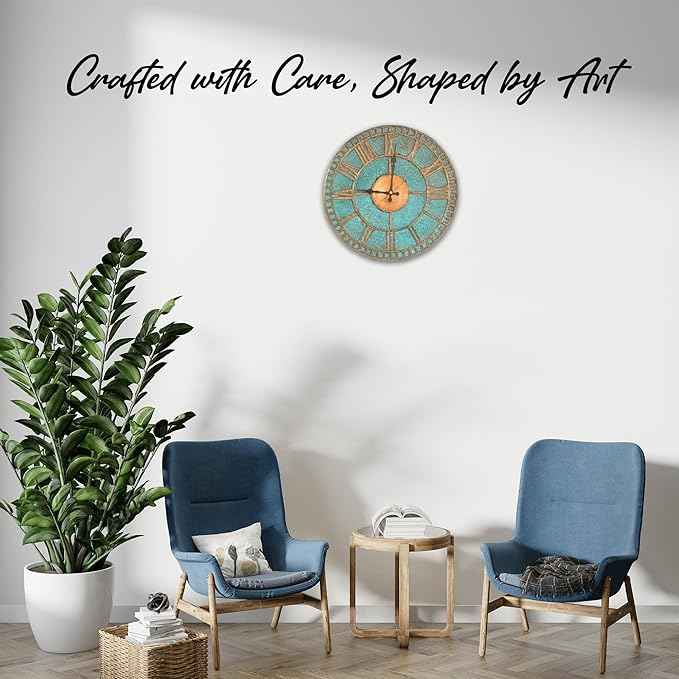 Handmade Copper Wall Clock Artisan Touch in Every Piece - Roman Glow Wall Decor Copper Clock for Living Room, Office, Kitchen & Bedroom (24 Inch)