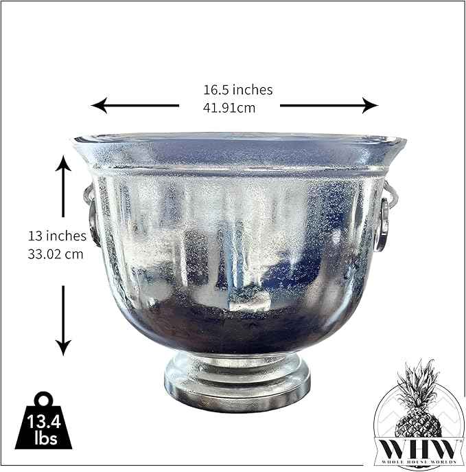 WHW Whole House Worlds Oversized Luxury Champagne Bucket with Old World Panache, 17.75 Inches, (45 cm) Grand Hotel Collection