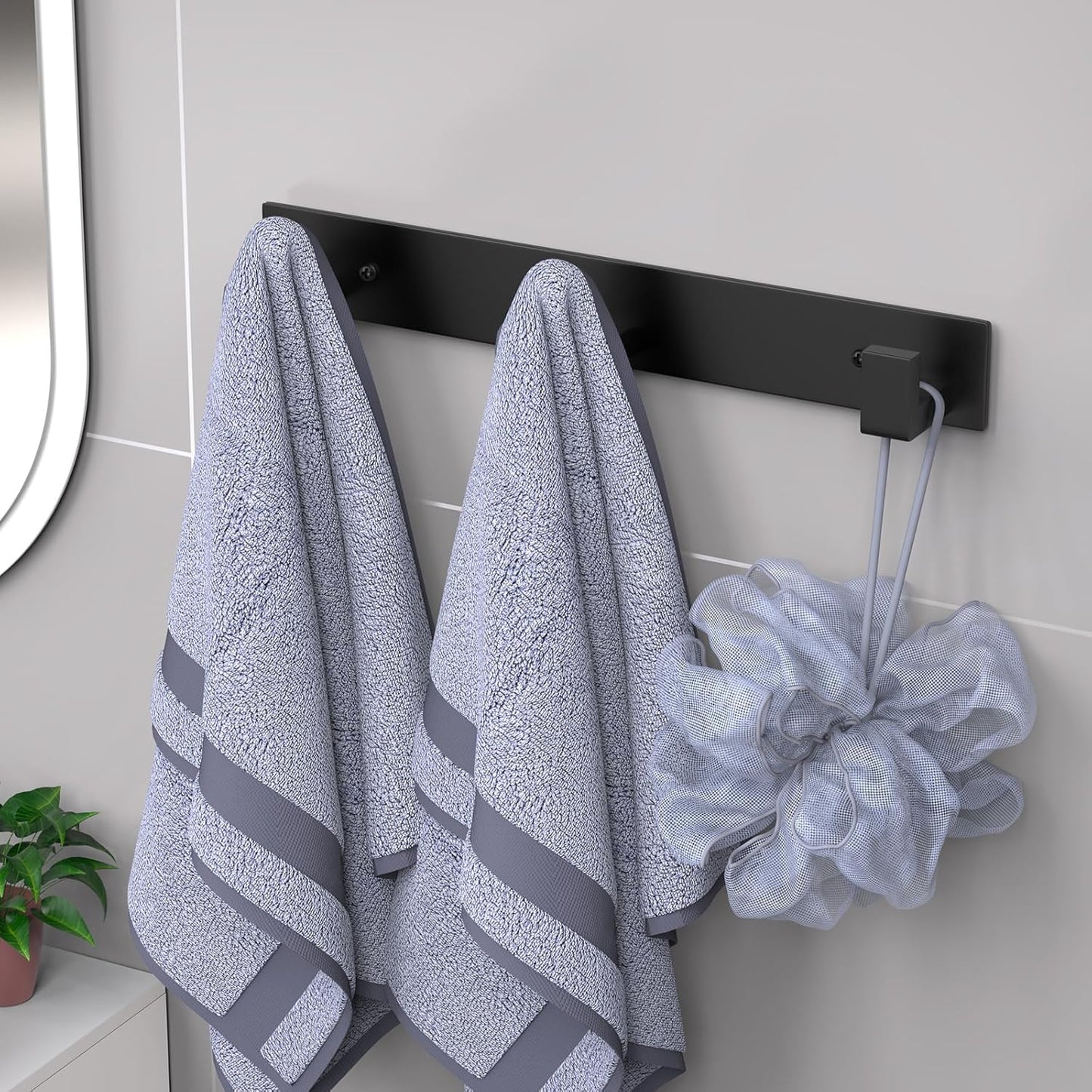 PMMASTO Coat Rack Wall Mount, Coat Hooks Wall Hooks for Hanging, Stainless Steel Coat Hanger Towel Hooks for Bathrooms, Coat Rack Hat Rack (Black 3 Hooks, 1 Pack)