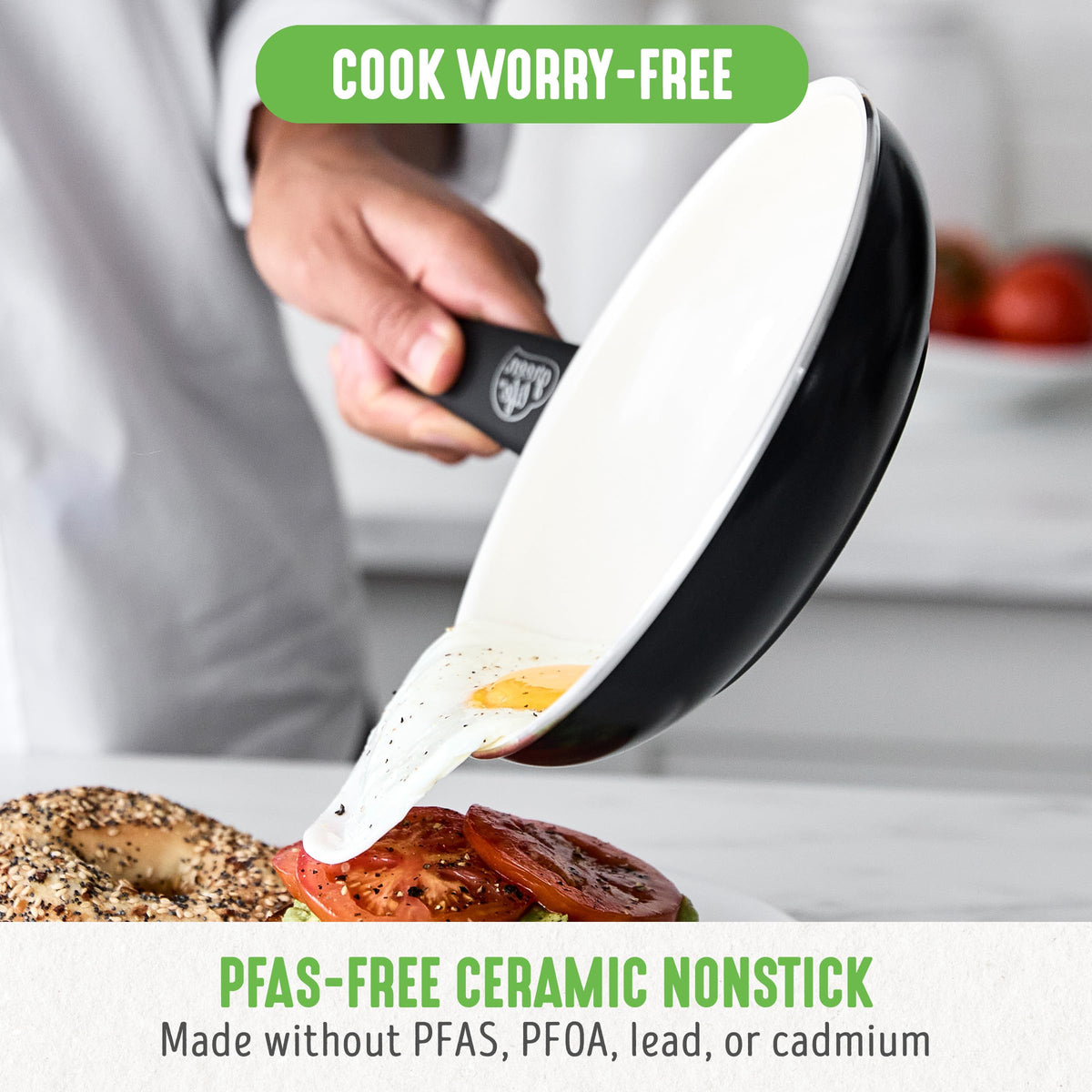Soft Grip 8” Frypan Skillet and Spatula Breakfast Cookware Set (8" Frypan + Spatula / Black)