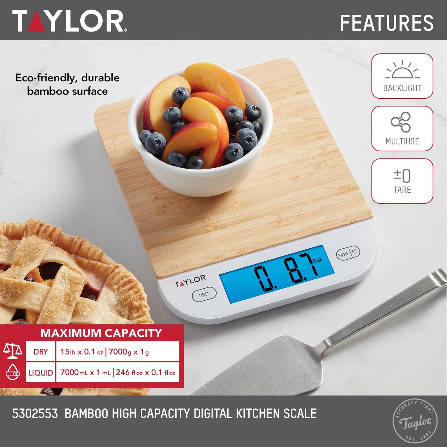 Bamboo Digital Backlit Kitchen Scale (Small)