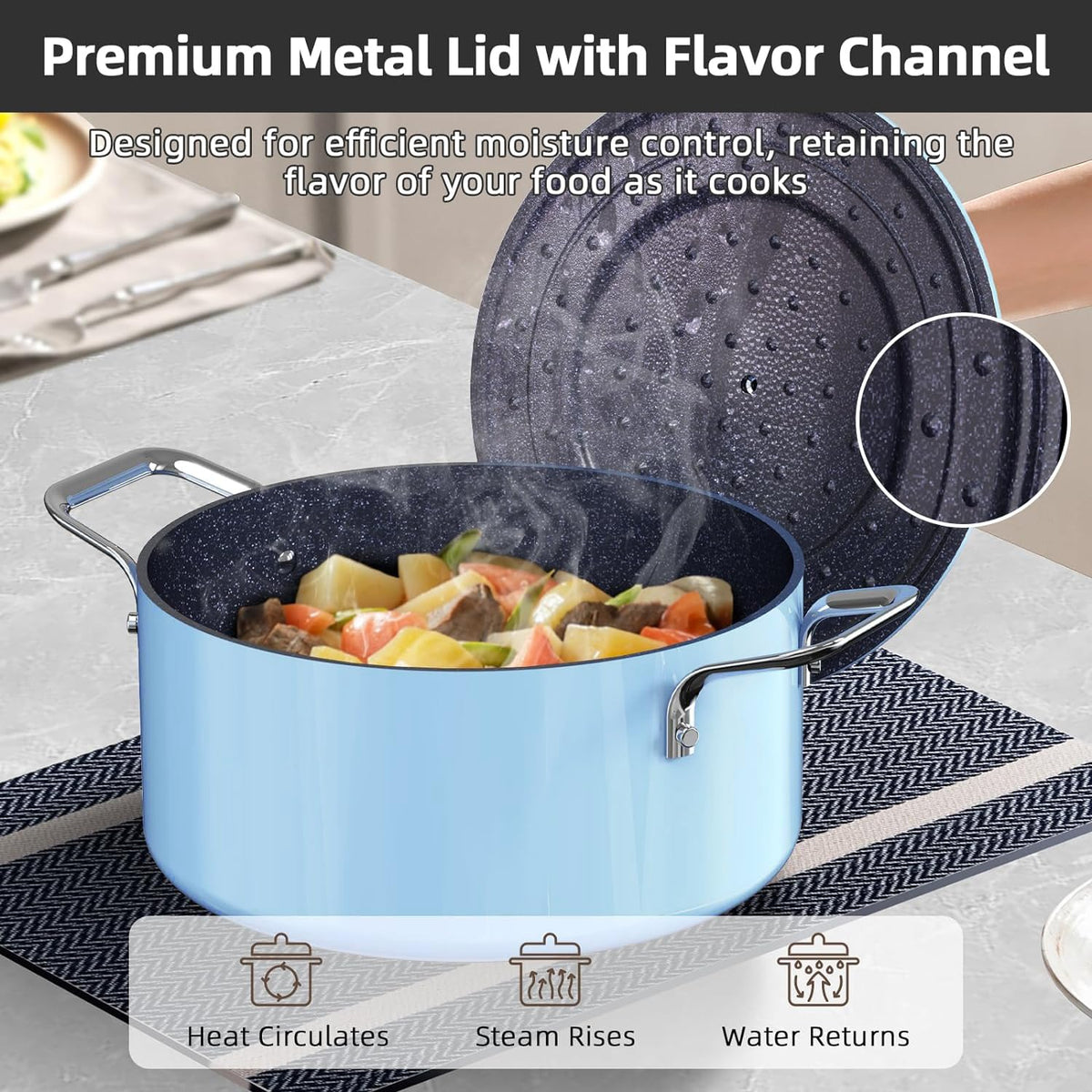 Lux 13pc Forged Lightweight Nonstick Ceramic Cookware Set (Poppy Blue)