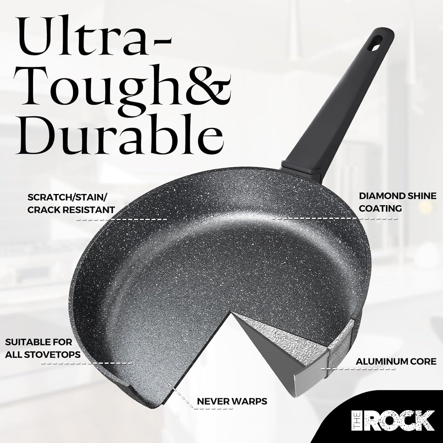 THE ROCK SOHO 2 Quart Nonstick Sauce pan with Lid – Compact & Durable Pot for Urban Kitchens, Nothing Sticks, Never Warps, Lasts Longer, Induction & Dishwasher Safe, PFOA/PFOS Free, Black
