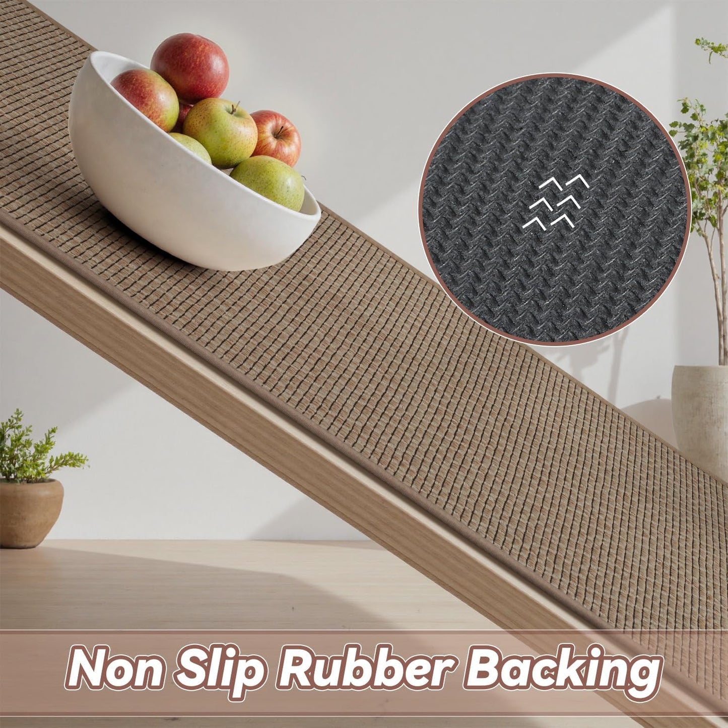 PADOOR Kitchen Floor Mat, Rubber Backed Kitchen Rugs Non Slip Washable, Super Absorbent Kitchen Mats for Floor Front of Sink, 17"x24" Brown