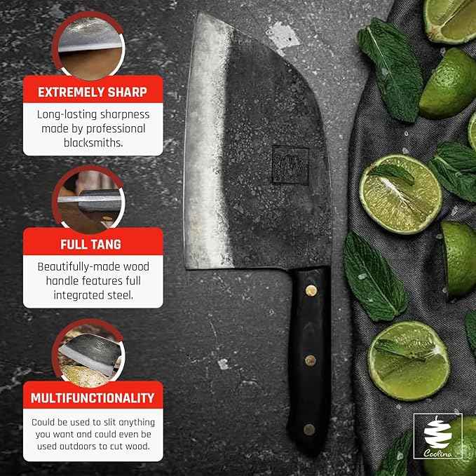 COOLINA Promaja Knife – Carving, BBQ, Meat Cutting, Slicing, Butcher & Chef Knife – Essential Kitchen Tool