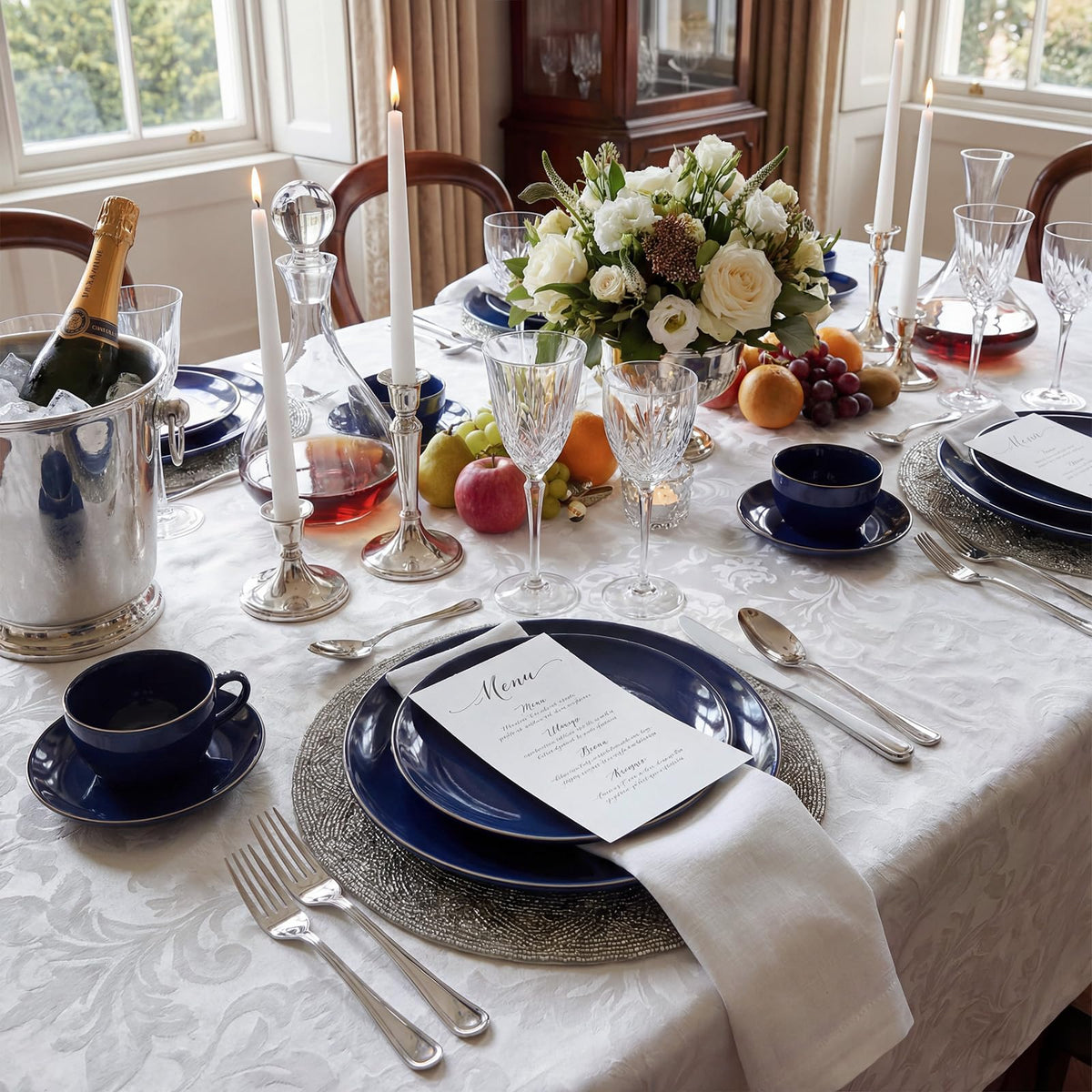 200PCS Blue Plastic Plates with Silver Rim (Blue and Silver / 200)