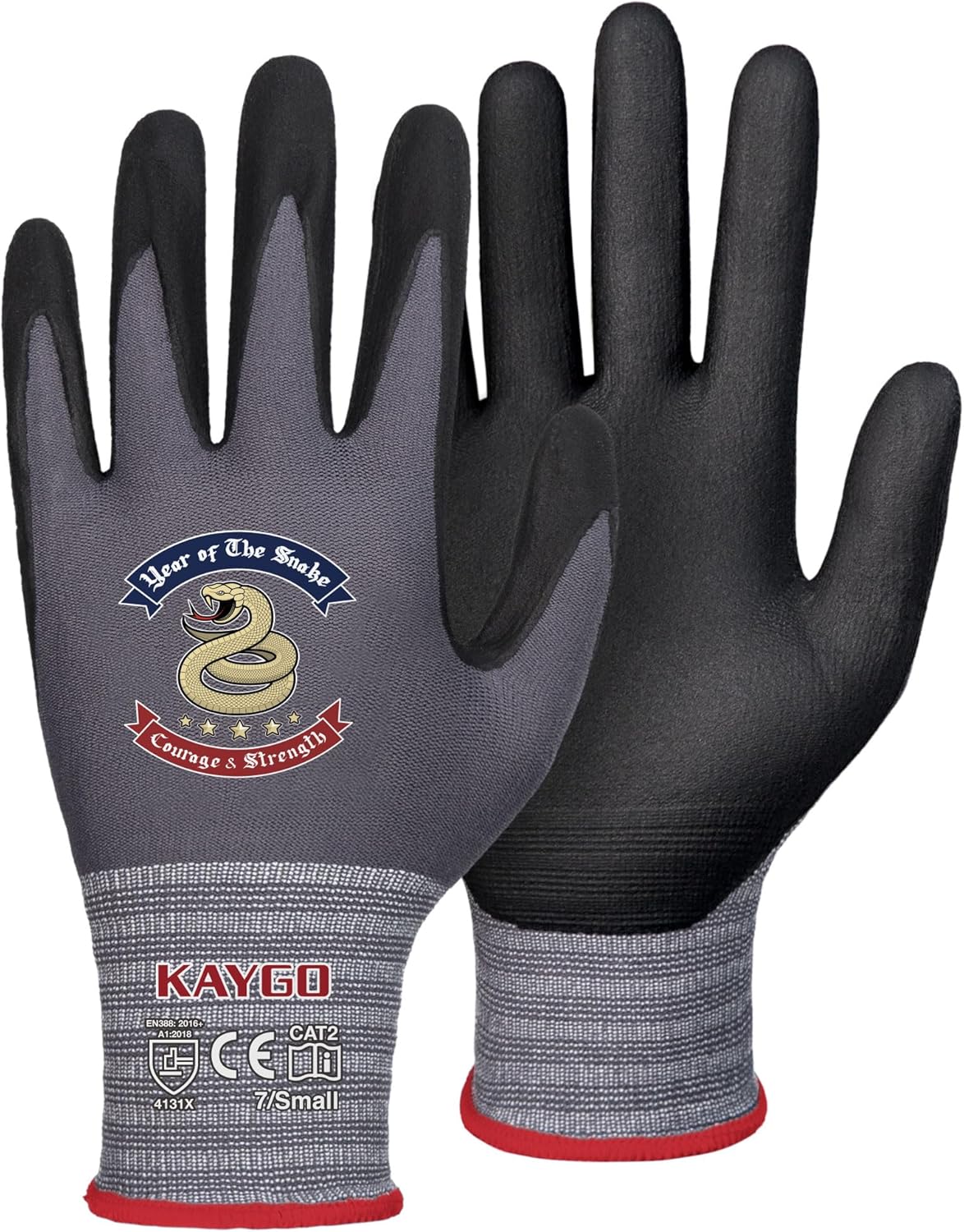 KAYGO Safety Work Gloves MicroFoam Nitrile Coated, 3 Pairs KG18NB,Seamless Knit Nylon Glove for Men and Women, Ideal for Automotive,Warehouse,Construction (Small,Gray)