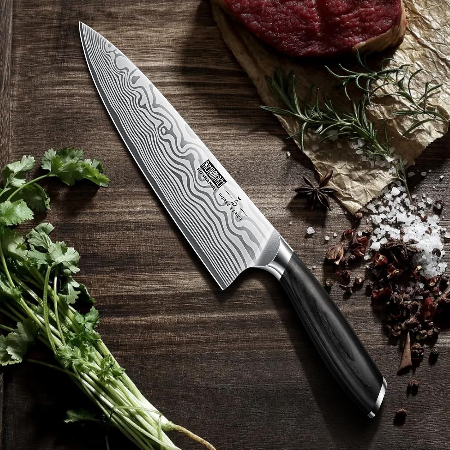 HOSHANHO 5 Pieces Knife Set, Professional Powder Steel Chef Knife Set, Ultra Sharp Japanese Kitchen Knives Set with Ergonomic Pakkawood Handle