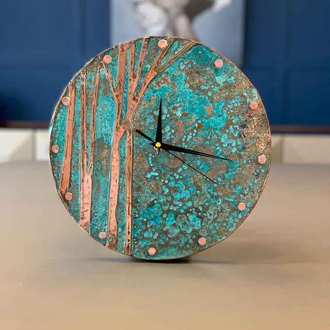 Handmade Copper Wall Clock Artisan Touch in Every Piece - Tree of Time Wall Decor Copper Clock for Living Room, Office, Kitchen & Bedroom (Time Circles Tree, 17.7)
