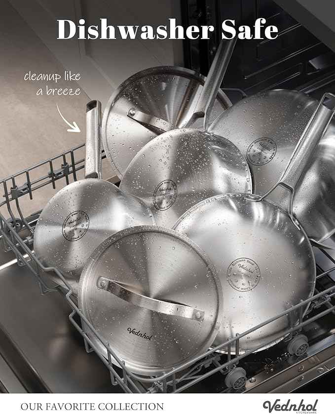 Stainless Steel Cookware Set, 14 Pcs Tir-Ply Pots and Pans Set, PFOA&PTFE Free, Dishwasher&Oven Safe, Kitchen Induction Compatible, ollas de acero inoxidable para cocinar