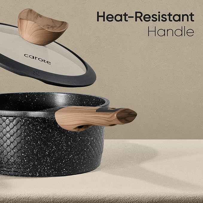 CAROTE 26PCS Pots and Pans Set Non Stick, Cookware Set Pots and Pans Induction Cook Ware, Nonstick Kitchen Cooking, PFOA Free, Black
