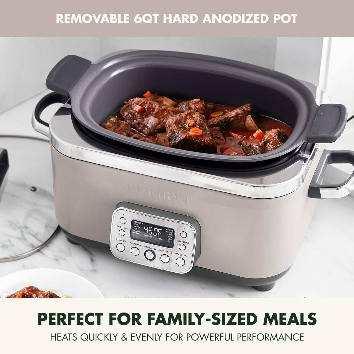 Elite 14-in-1 Programmable 6QT Electric Slow Cooker, Dishwasher Safe Lid & Removable Crock, PFAS-Free Healthy Ceramic Nonstick Multi-Cooker, Sear, Sauté, Brown, Steam Basket, Roast, Clay (6 Quarts / Clay)