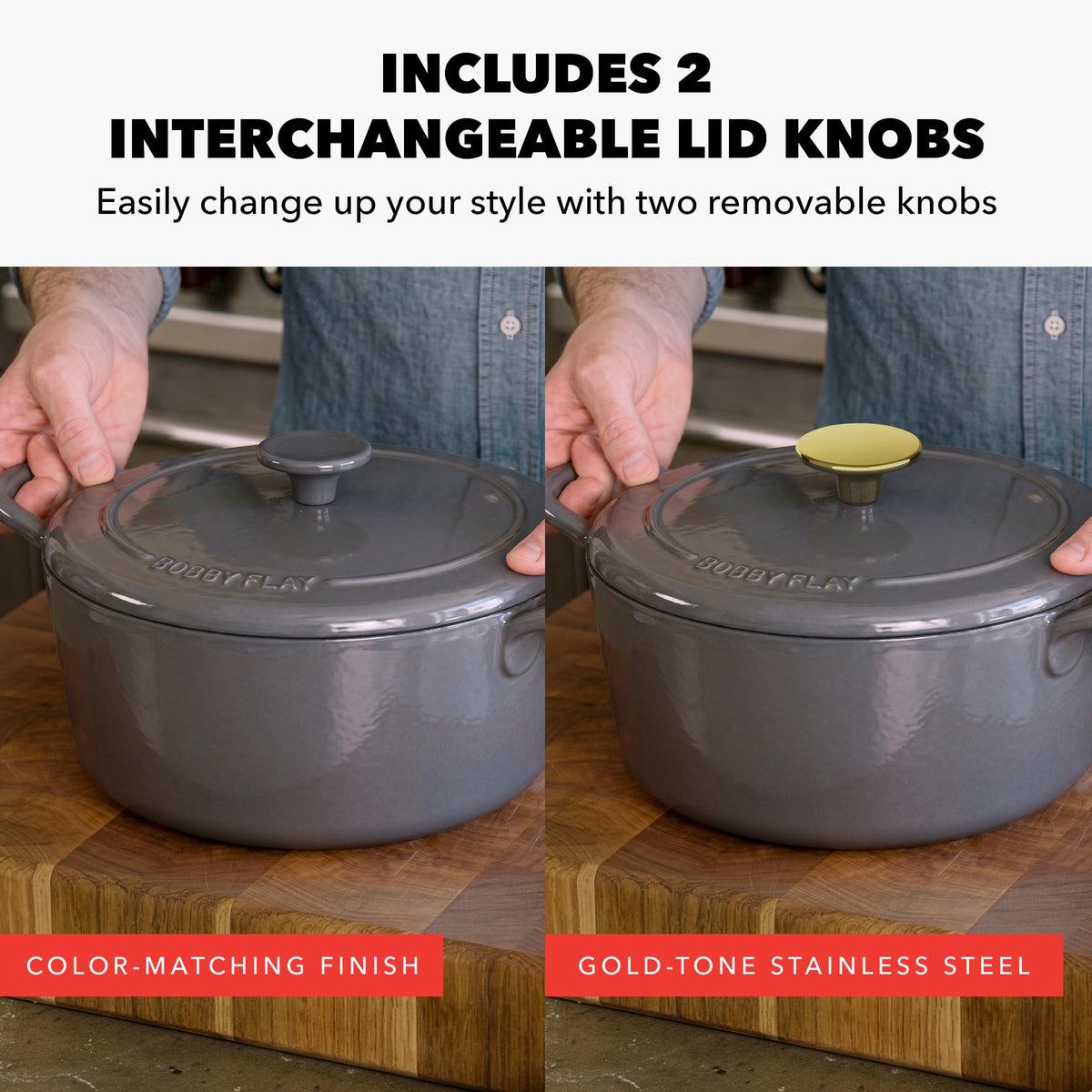 x Bobby Flay 5.5QT Enameled Cast Iron Dutch Oven With Lid (5.5QT Dutch Oven / Slate Gray)