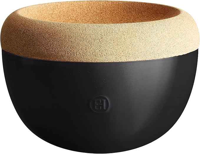 Emile Henry Deep Ceramic Food Storage Bowl, 10.6 x 7.3in, Black Truffle