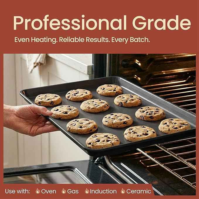 Bakken 8-Piece Ceramic Coated Bakeware Sets, Nonstick Aluminized Steel Pans with Muffin, Loaf, Cake, Roasting Pan, & Cooling Rack, Oven Safe Up To 500°F, Dishwasher Safe, BPA, PTFE & PFAS Free, Black
