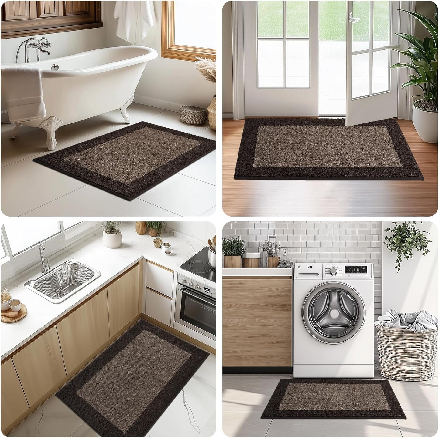 Machine Washable Runner Rug 32" x 96", Non Slip Kitchen Mat for Floor, Absorbent Entryway Rug for Kitchen, Bedroom, Living Room, Hallway, Door (Roll Packing)