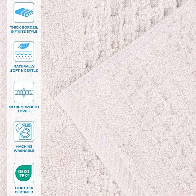 Superior Playa Zero Twist Cotton Medium Weight Towels, for Guest Bath, Bathroom, Shower, Spa, Plush, Quick Dry, Ultra-Soft Towels, Bath Essentials, Waffle Textured, 8 Piece Assorted Towel Set, Silver