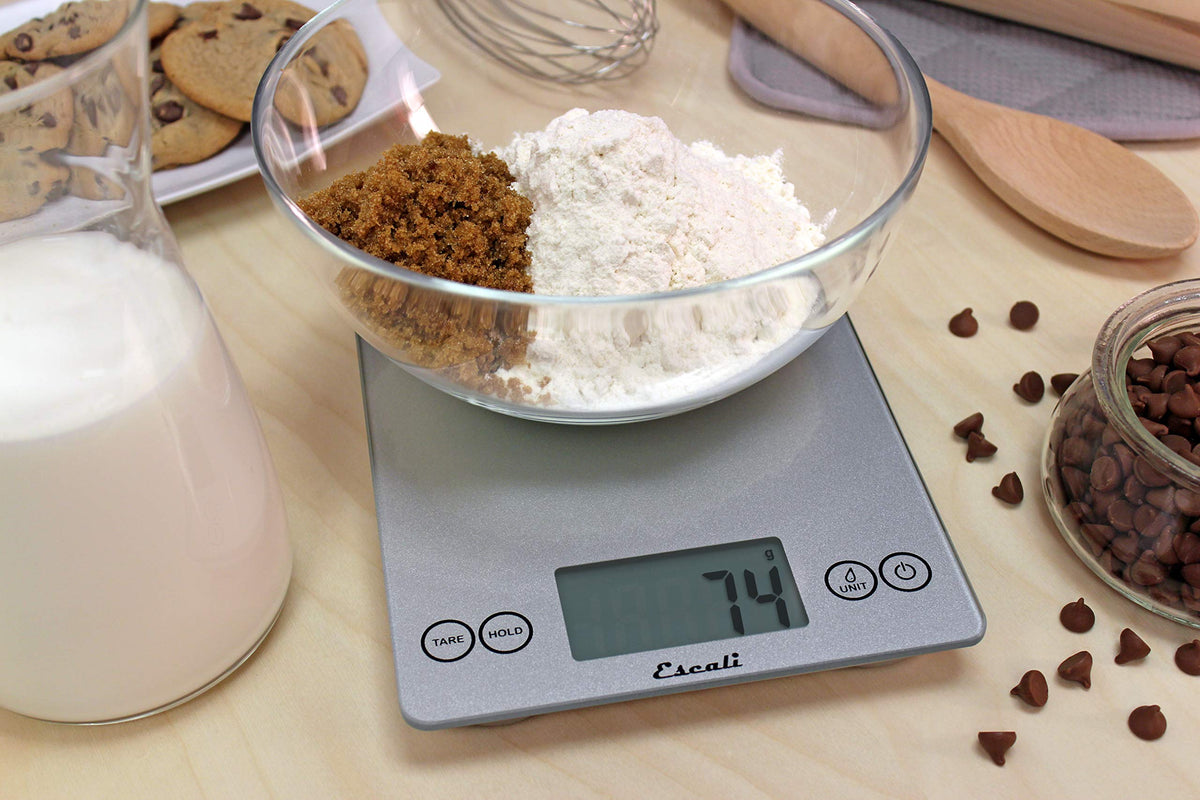 Arti Glass Food Scale Digital Countertop Kitchen (Shiny Silver / 9" x 6.5" x .75")