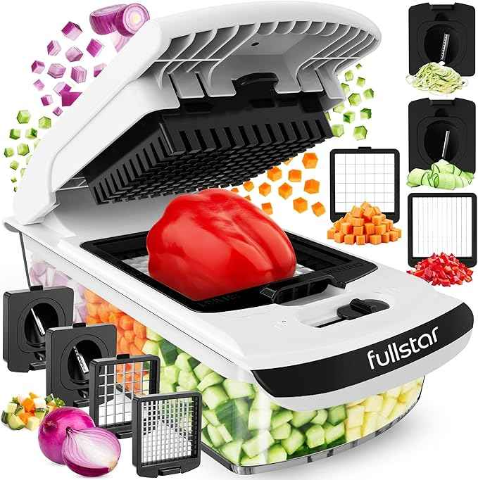 Fullstar The Original Pro Chopper - Vegetable Chopper and Spiralizer, Food Chopper with Container, Fruit Slicer, Kitchen Gadgets & Gifts, Home Essentials (4 in 1, White)
