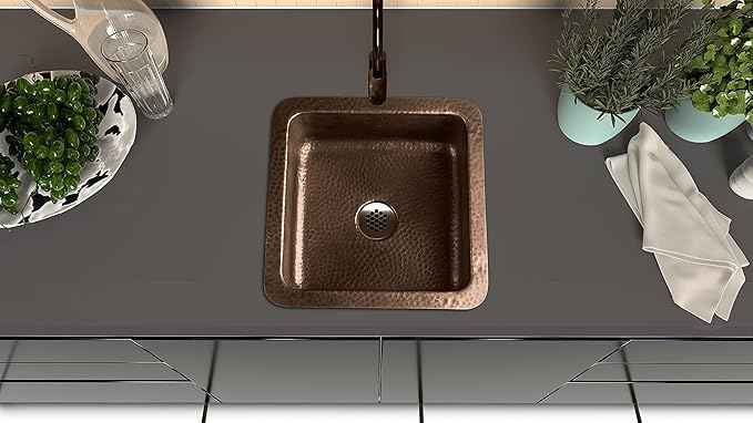 Monarch Abode Kitchen & Bar Sink – 12-inch Glasgow Dual Mount Drop in Bar Prep Sink, Hand Hammered Pure Copper Sinks, Drop in or Undermount Kitchen Sinks, Decorative Single Dual Mount Bowl