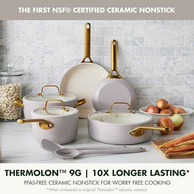 GreenPan Nonstick Reserve Pro 10 Piece Cookware Set, NSF Certified Ceramic, Hard Anodized PFAS-Free Pots & Pans Set with Lids, Stainless Steel Handles, Oven & Dishwasher Safe, Oyster Gray