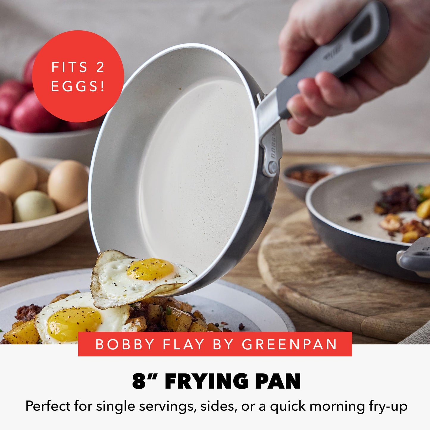 x Bobby Flay 8" Diamond Ceramic Nonstick Frying Pan (8" Frying Pan Skillet / Graphite)