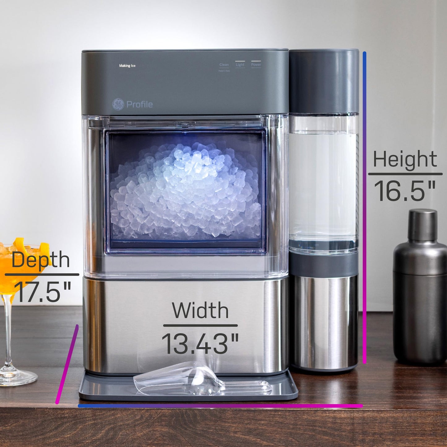 GE Profile Opal 2.0 XL Countertop Nugget Ice Maker with 1 Gallon Tank (Stainless Steel)