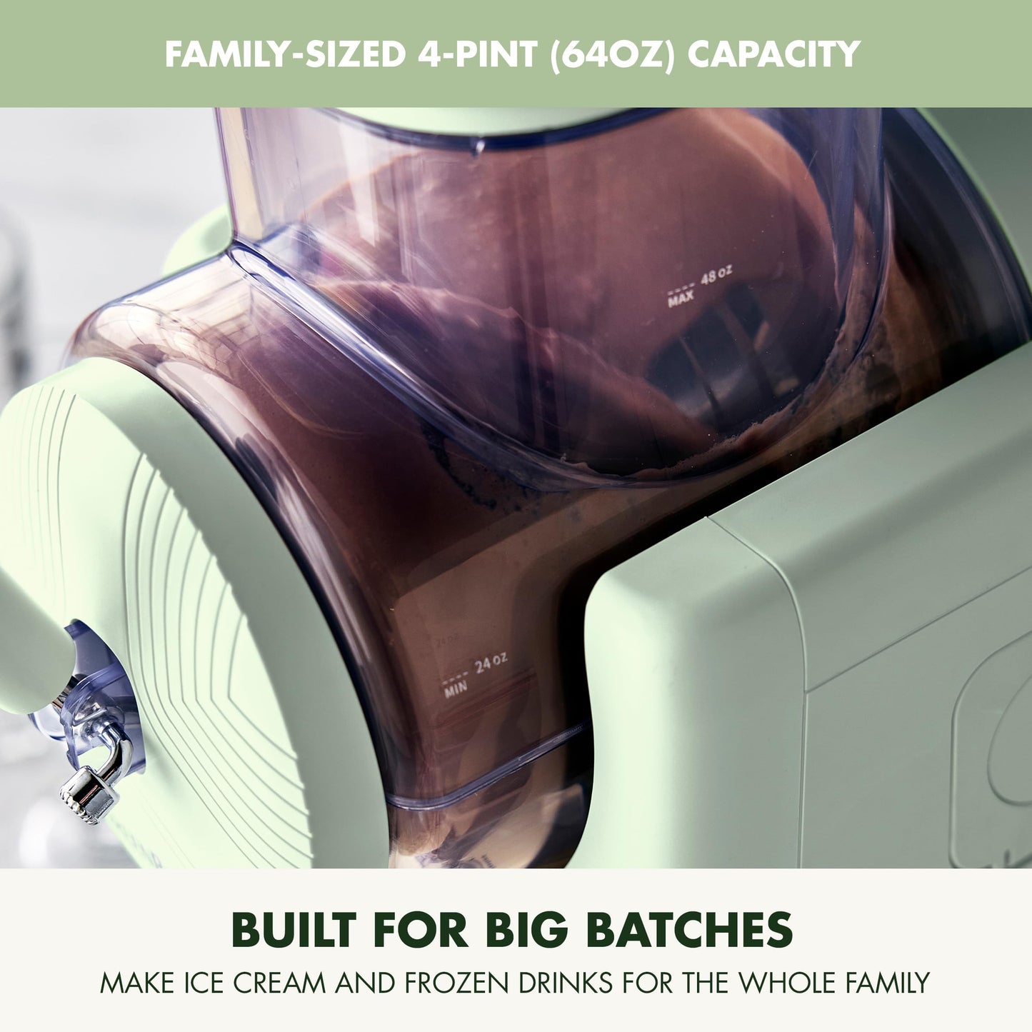 Frost Ice Cream Maker & Slushie Machine (4 Pint Ice Cream & Frozen Drink Maker / Pistachio Green)