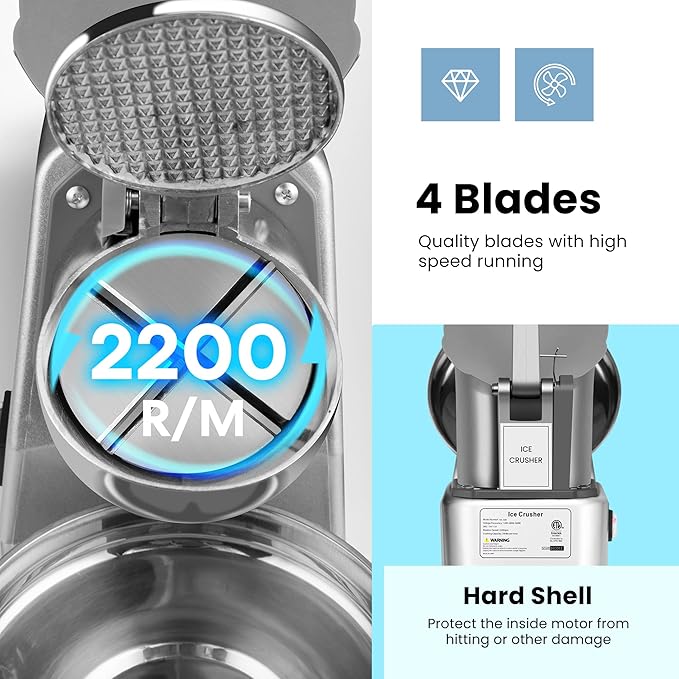 VIVOHOME Electric 4 Blades Ice Crusher Shaver Snow Cone Maker Machine with VIVOHOME 4.75 Quart Stand Mixer, 8 Speed Kitchen Electric Food Mixer
