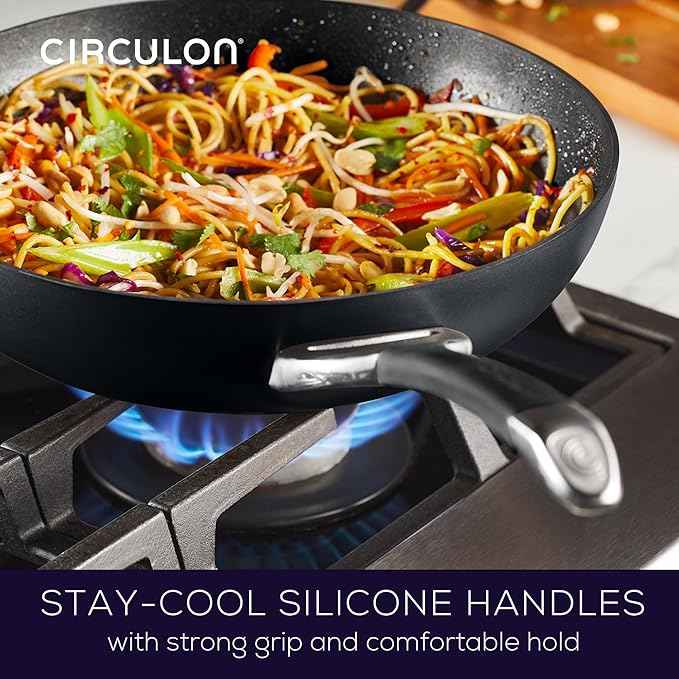 Circulon Symmetry Hard Anodized Nonstick Frying Pan Set / Skillet Set - 10 Inch and 12 Inch, Black