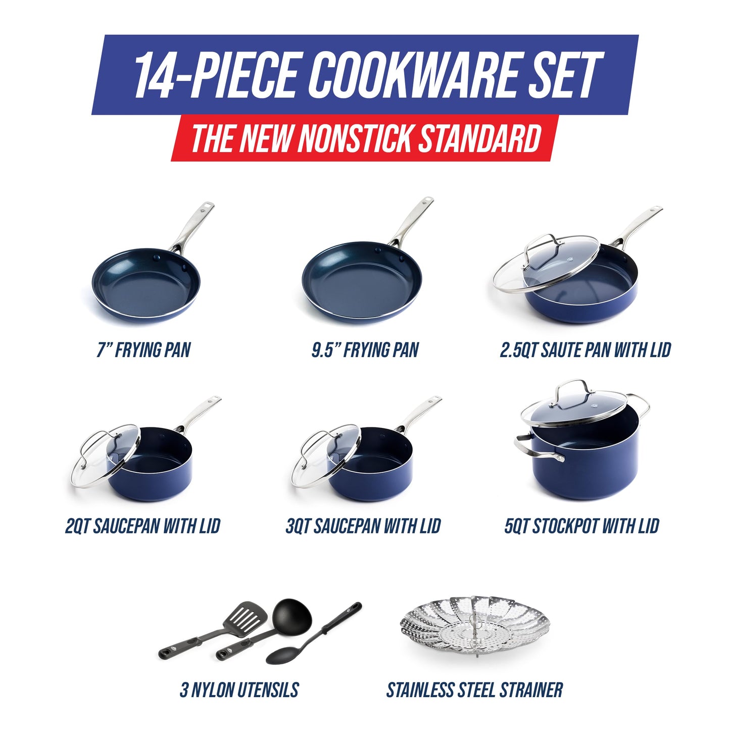 14 Piece Cookware Set (14 Piece Cookware Set / Blue)